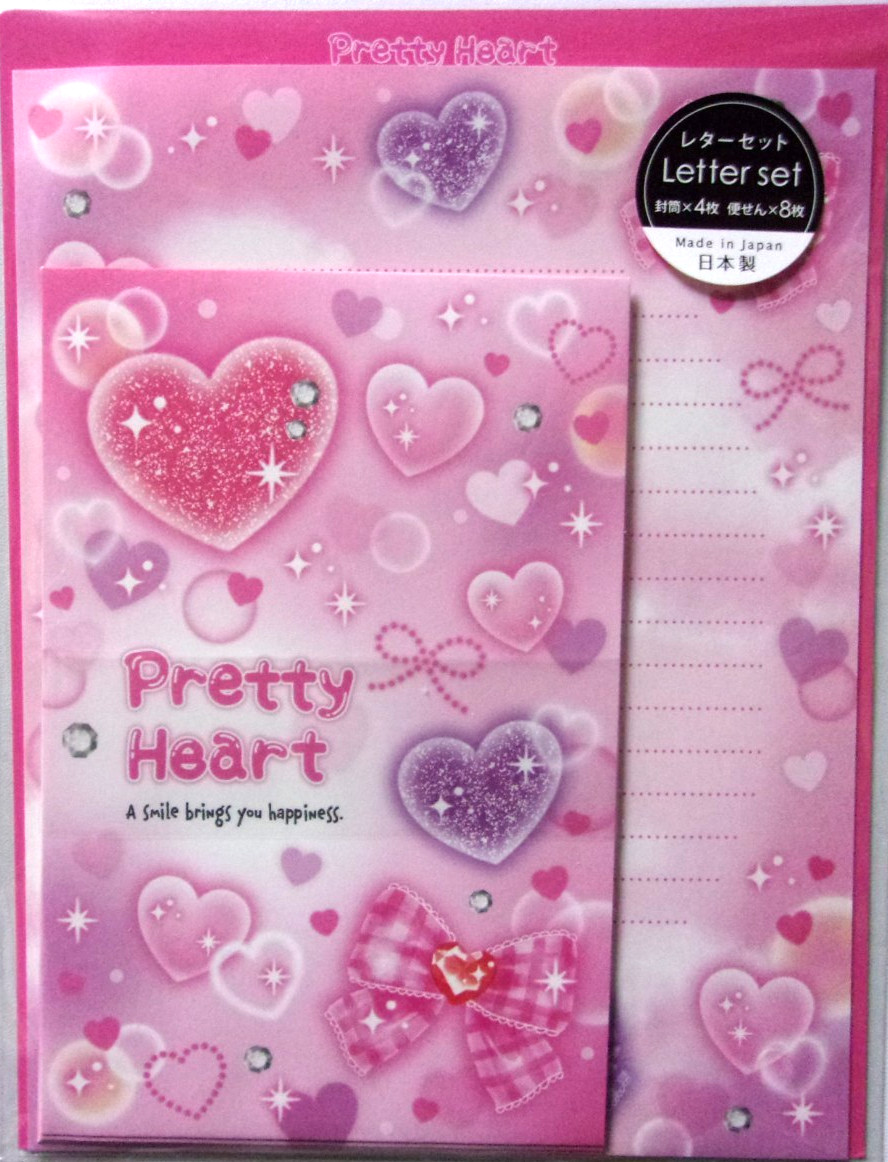 GAIA Pretty Heart Letter Envelope Set Made in Japan, New