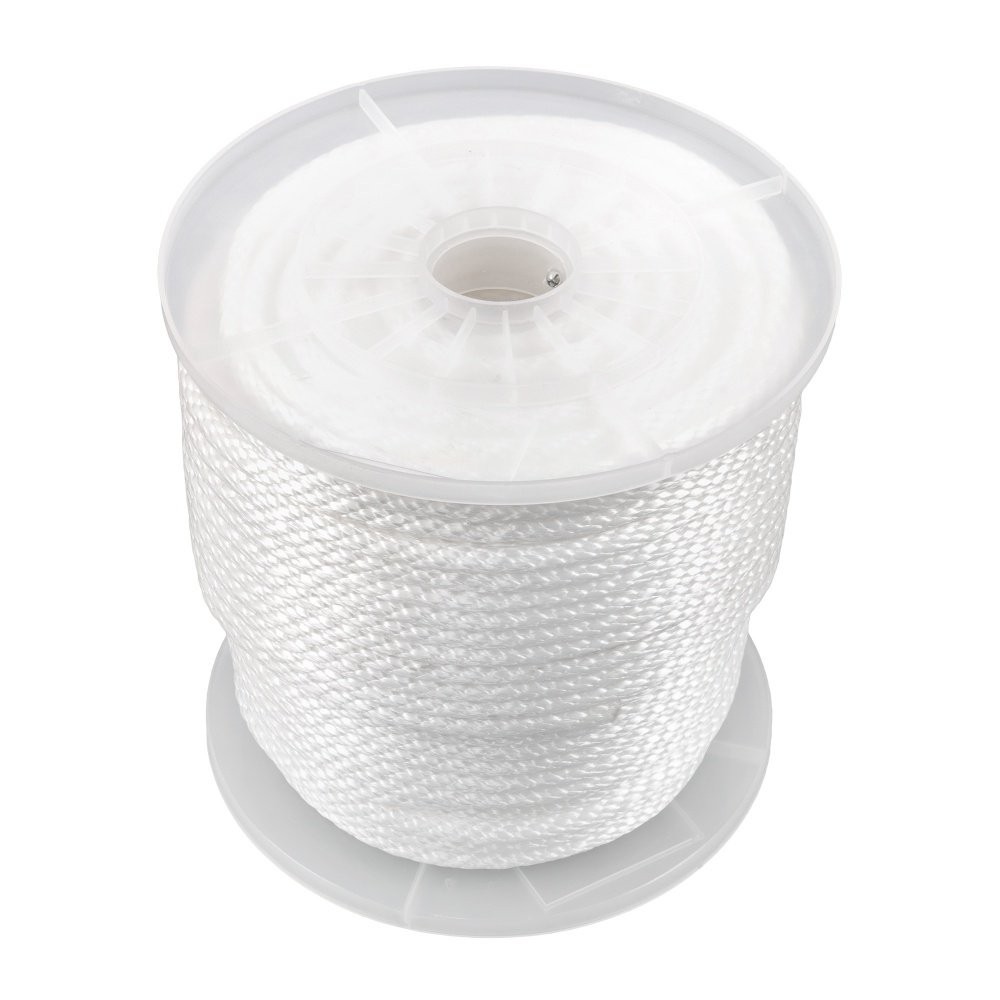 5/16 Inch 250ft White Nylon Solid Braid Rope Abrasion Resistance Multipurpose