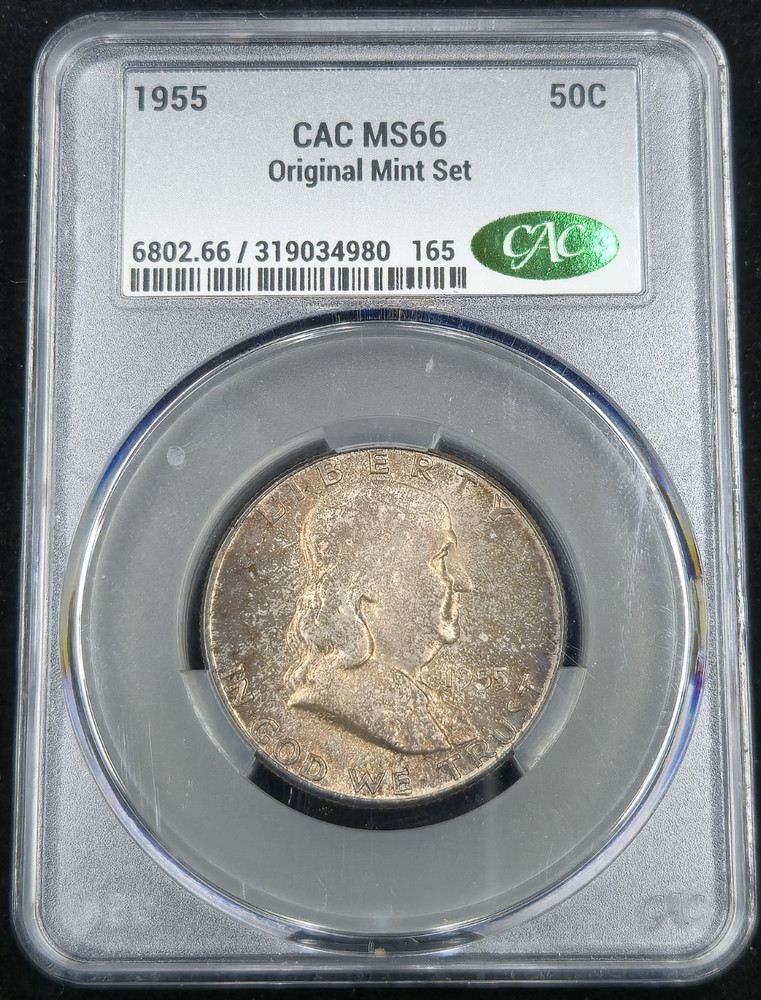 1955 Ben Franklin Half Dollar CAC MS66