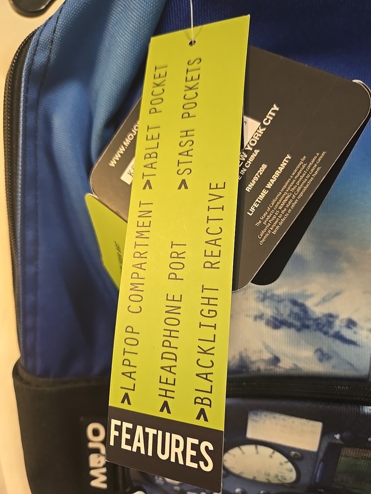 Mojo Hi-Def Cockpit Print Durable Backpack with Laptop Tablet Compartments