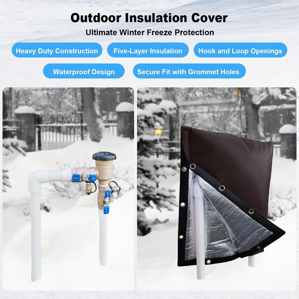 Backflow Preventer Cover for Winter Freeze Protection, Five-Layer Insulation Des