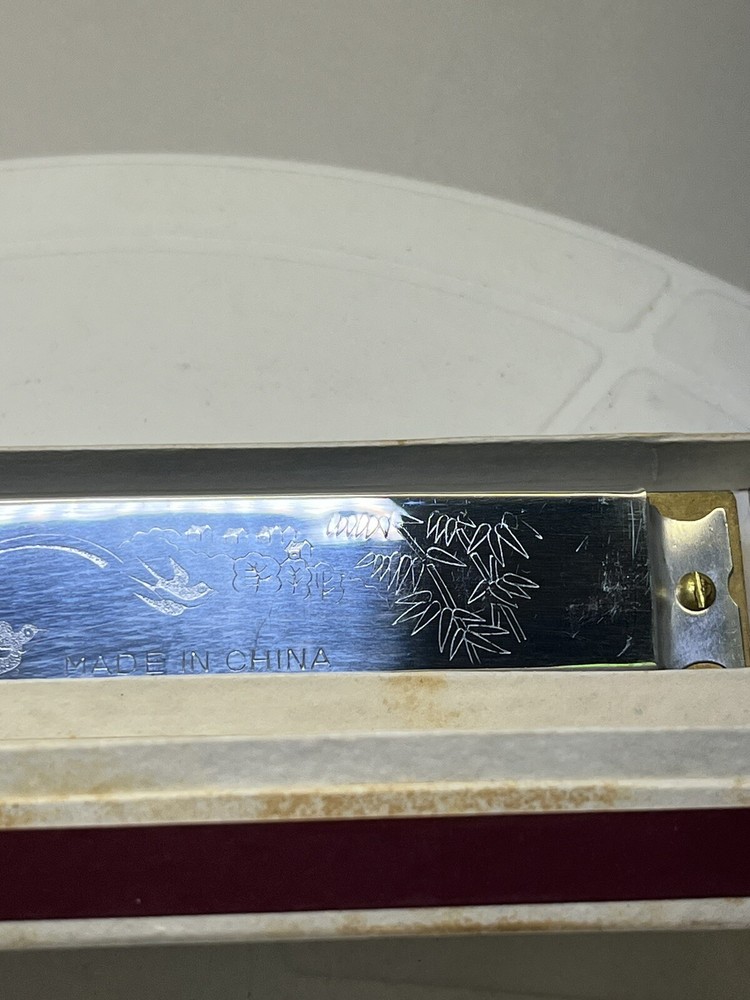 Blessing Harmonica With Etched Bird Patterns. Original In Box.