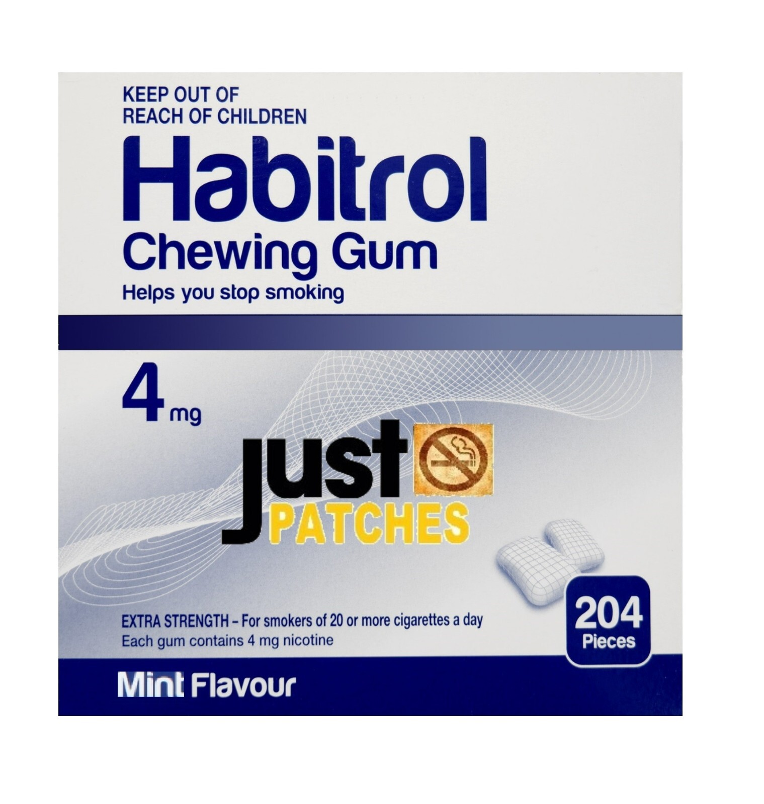 Habitrol Nicotine Gum 4mg MINT Flavor (816 Pieces, 4 Bulk Boxes) NEW 11 /2027