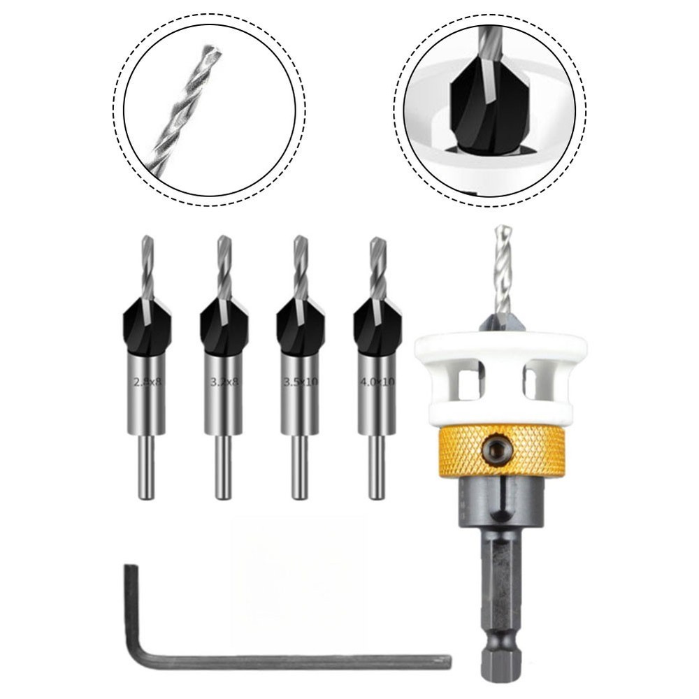 Hex Shank Carbide Countersink Drill Bit Set for Precision Depth Control