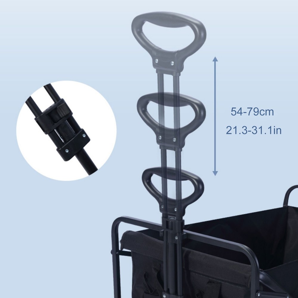 Wagon Cart Pull Handle Spare Replacement Telescoping Rod for Camping Trolley