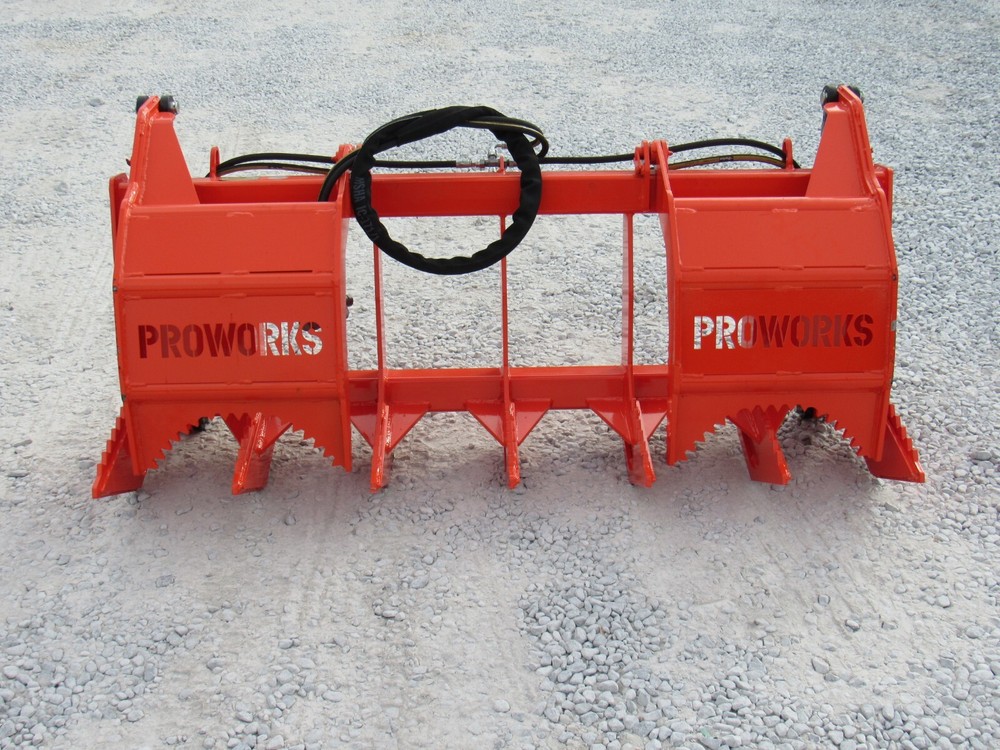 60" Dual Tine Root Rake Clam Grapple Attachment Fits Universal Quick Attach