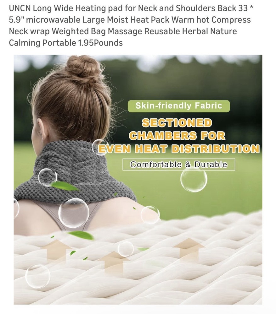 UNCN Neck Wrap, Heated Microwaveable Heating Pad- New In Box Gray