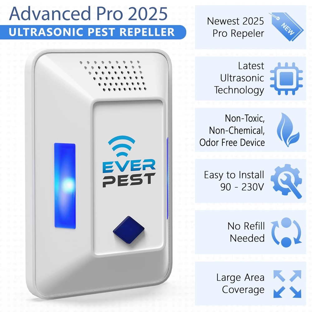 Ultrasonic Pest Control Repeller Plug in - Electronic Insect Defender 2-Pack ...