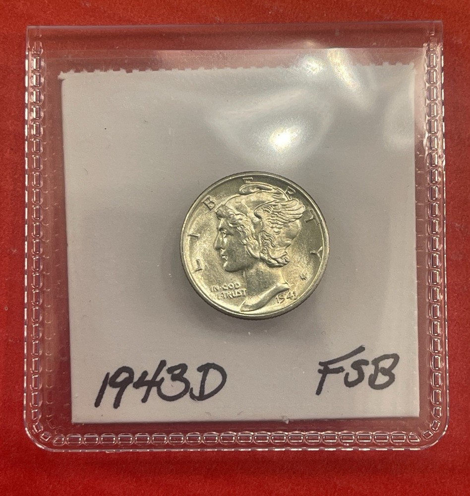 1943 D Mercury Silver Dime, Gem Uncirculated, FSB.