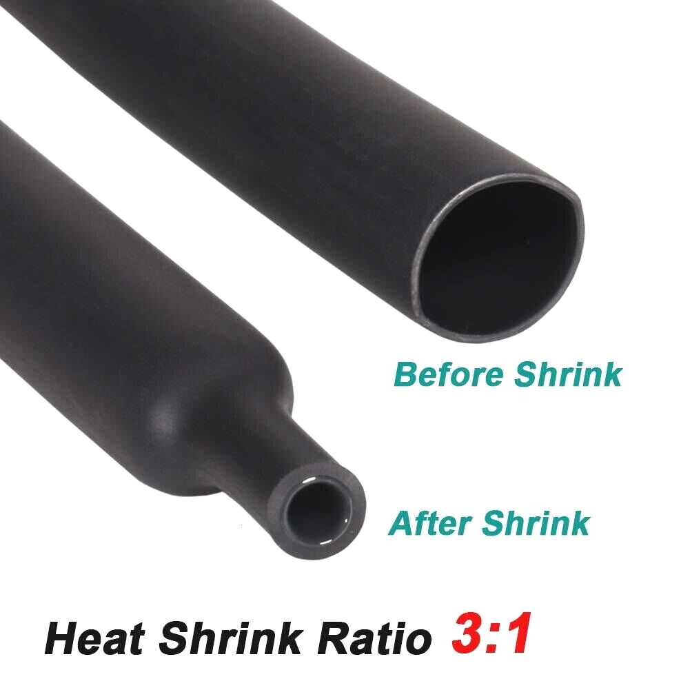 3:1 Heat Shrink Tubing Heavy Duty Black Polyolefin Marine Grade Sleeving LOT