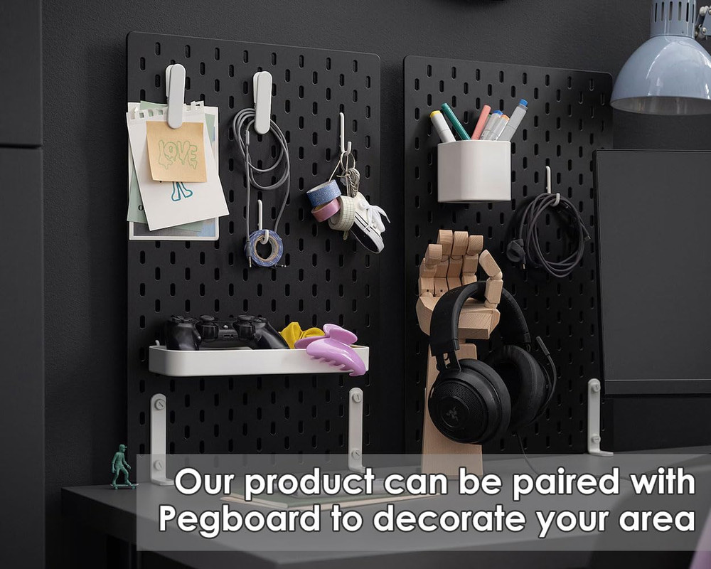 Pegboard Hooks Compatible with IKEA Skadis Pegboard 12 Pack Accessories (Include