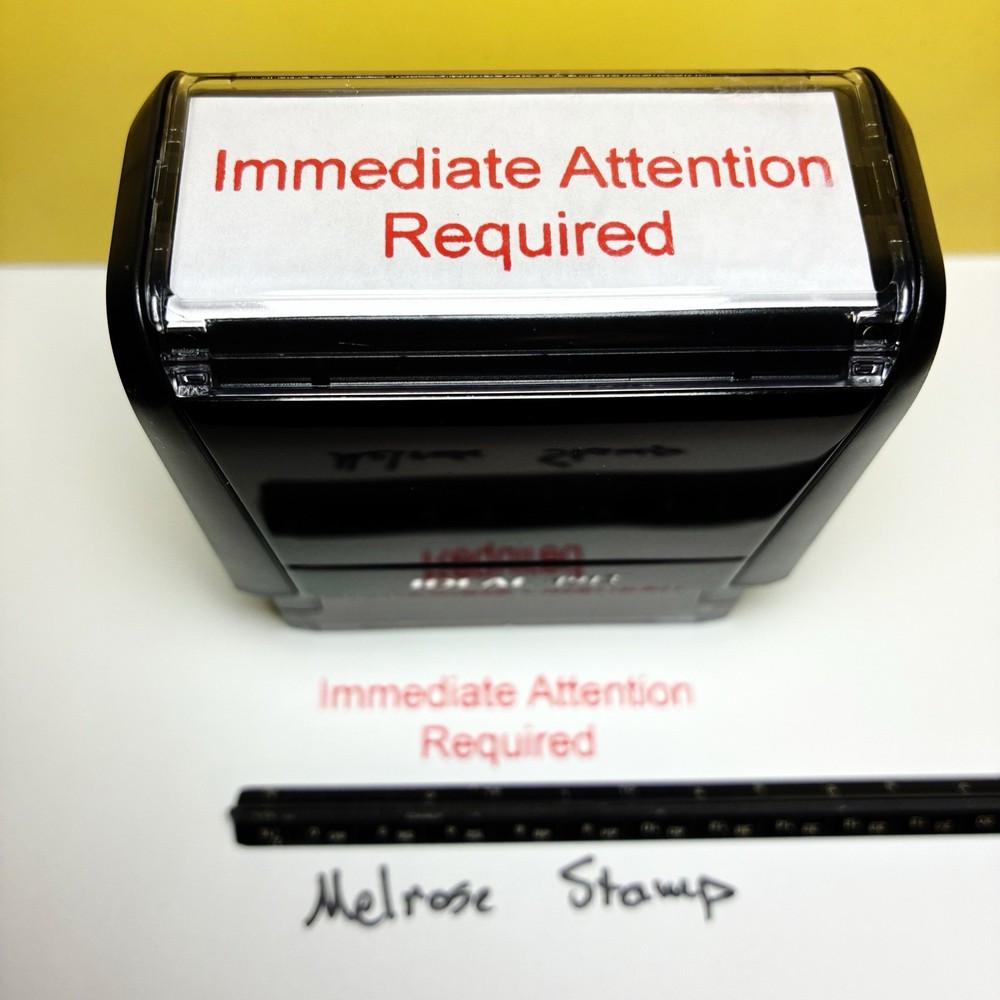 Immediate Attention Required Rubber Stamp Red Ink Self Inking Ideal 4913