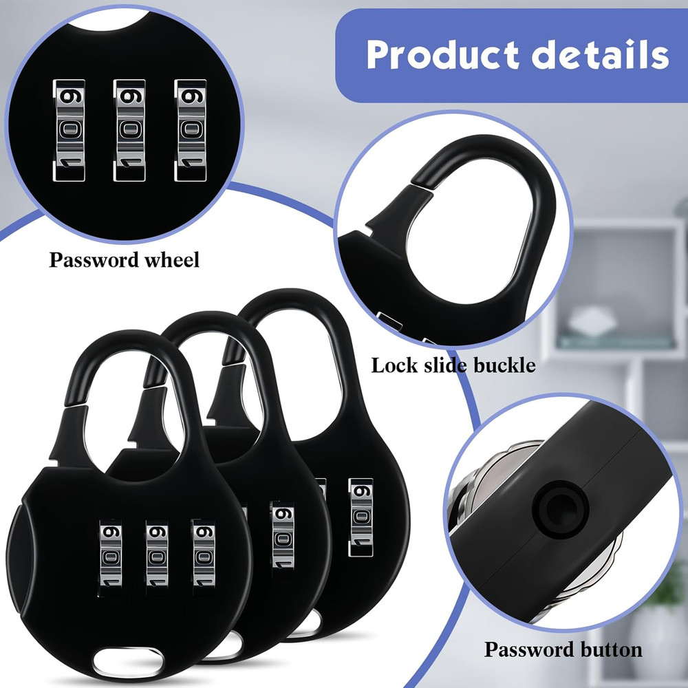 10 Pcs 3 Digit Combinations Padlock Safe Cipher Lock Mini Combination Resettable