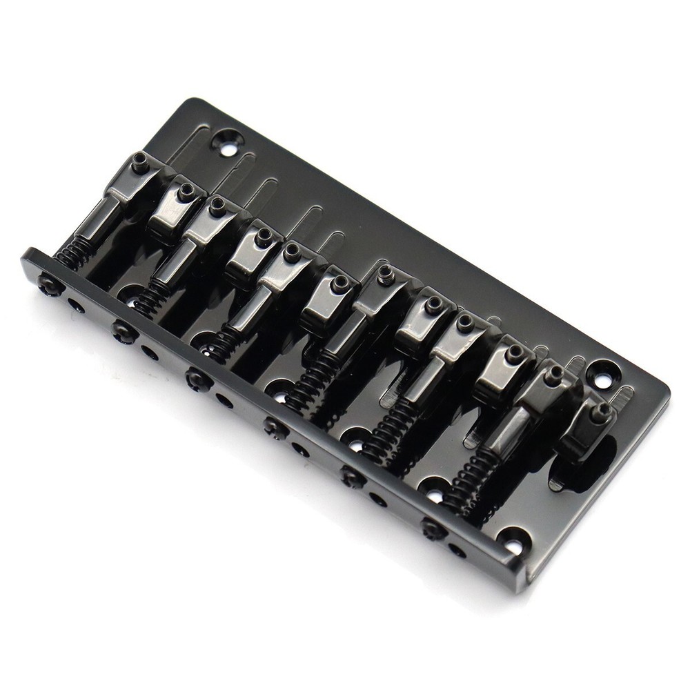 6 String Metal Fixed Bass Bridge L-Shaped Saddle Bridge Top Load Tailpiece Black