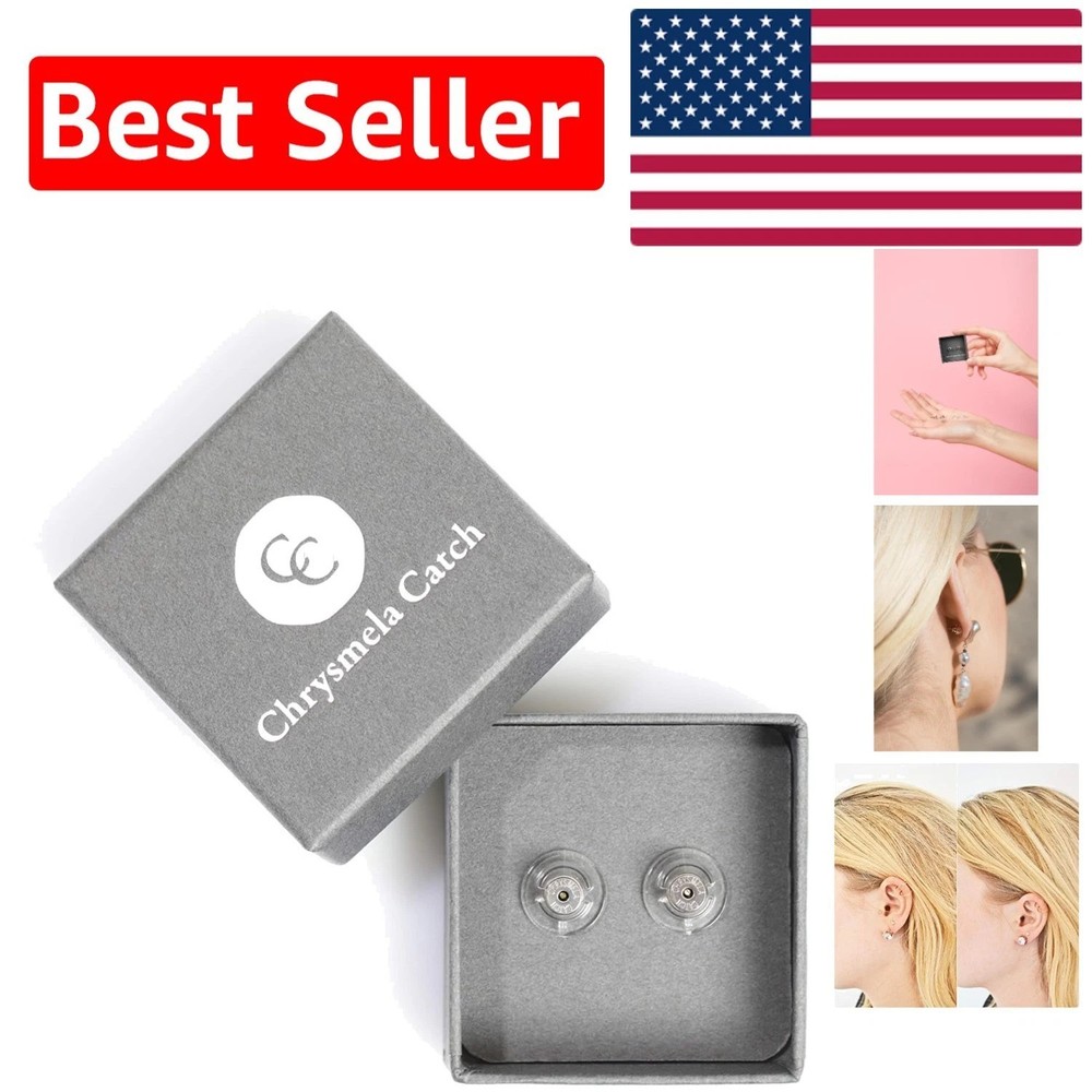 Secure Locking Earring Backs in Platinum - Hypoallergenic with Support Disc