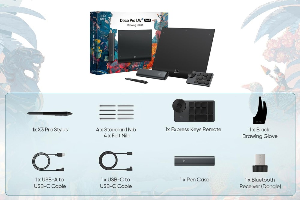 Wireless Drawing Tablet Deco Pro LW 2nd, 11 Inch Bluetooth Computer Graphics ...