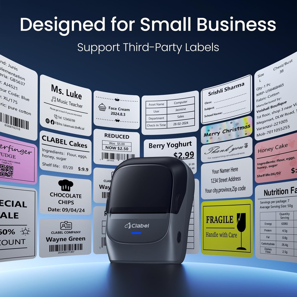CLABEL Label Maker Machine with Tape, 221B Thermal Bluetooth Label Printer 2 ...