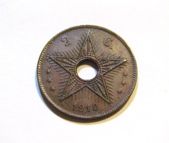 Belgium Congo 1910 2 Centimes Coin