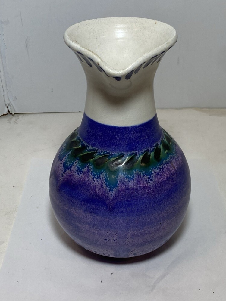 PLOUGHPENNY POTTERY MULTICOLORED PITCHER SIGNED LISA