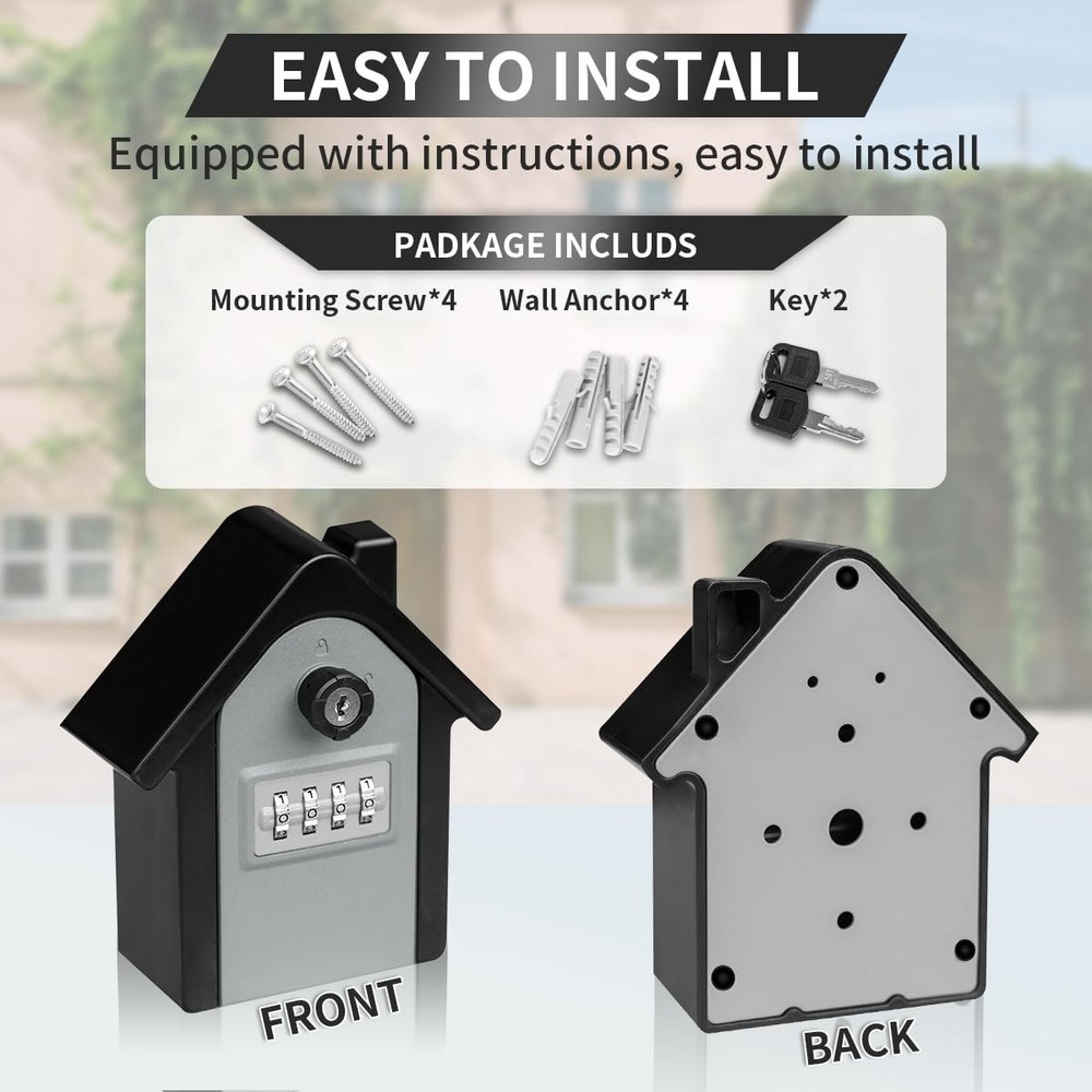 Key Lock Box with Combination lock & Key lock, Portable Large Capacity Key St...