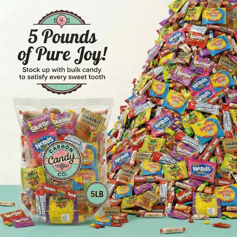 Bulk Candy Variety Pack - 5 lb Candy Individually Wrapped - Assorted Mix - Lo...