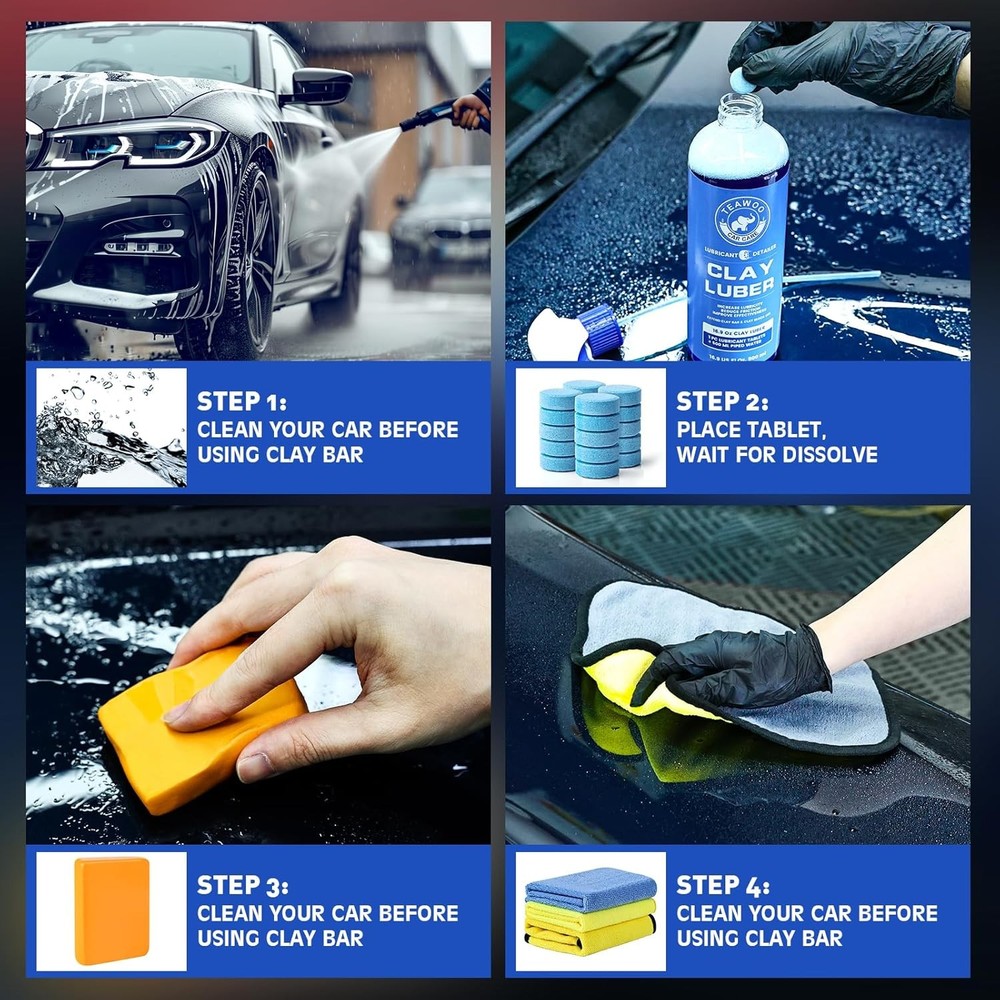 Clay Bars Kit with Lubricant Tablets Car Detailing Complete Set