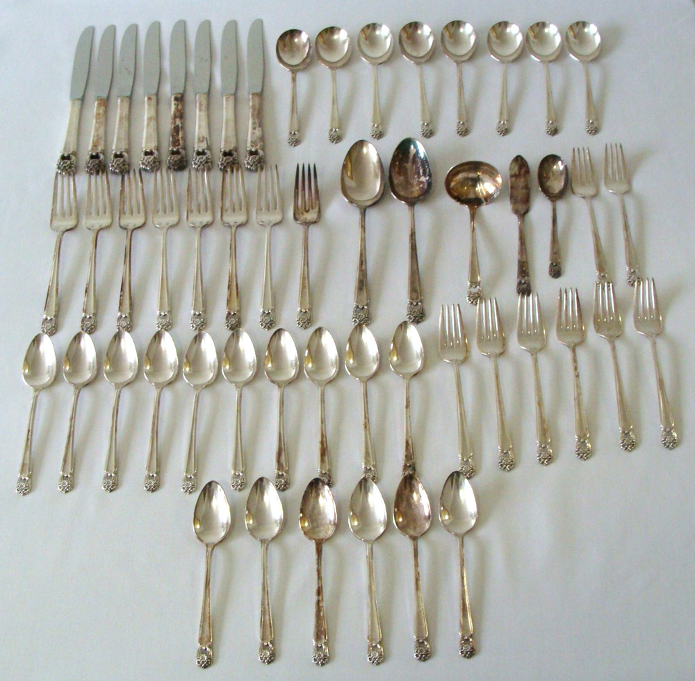 1847 Rogers Bros. Silverplate Eternally Yours Flatware Lot Of 53 Pieces