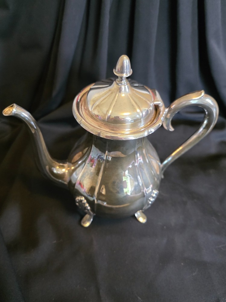Vintage Nickel Silver Teapot – Ornate Footed Design