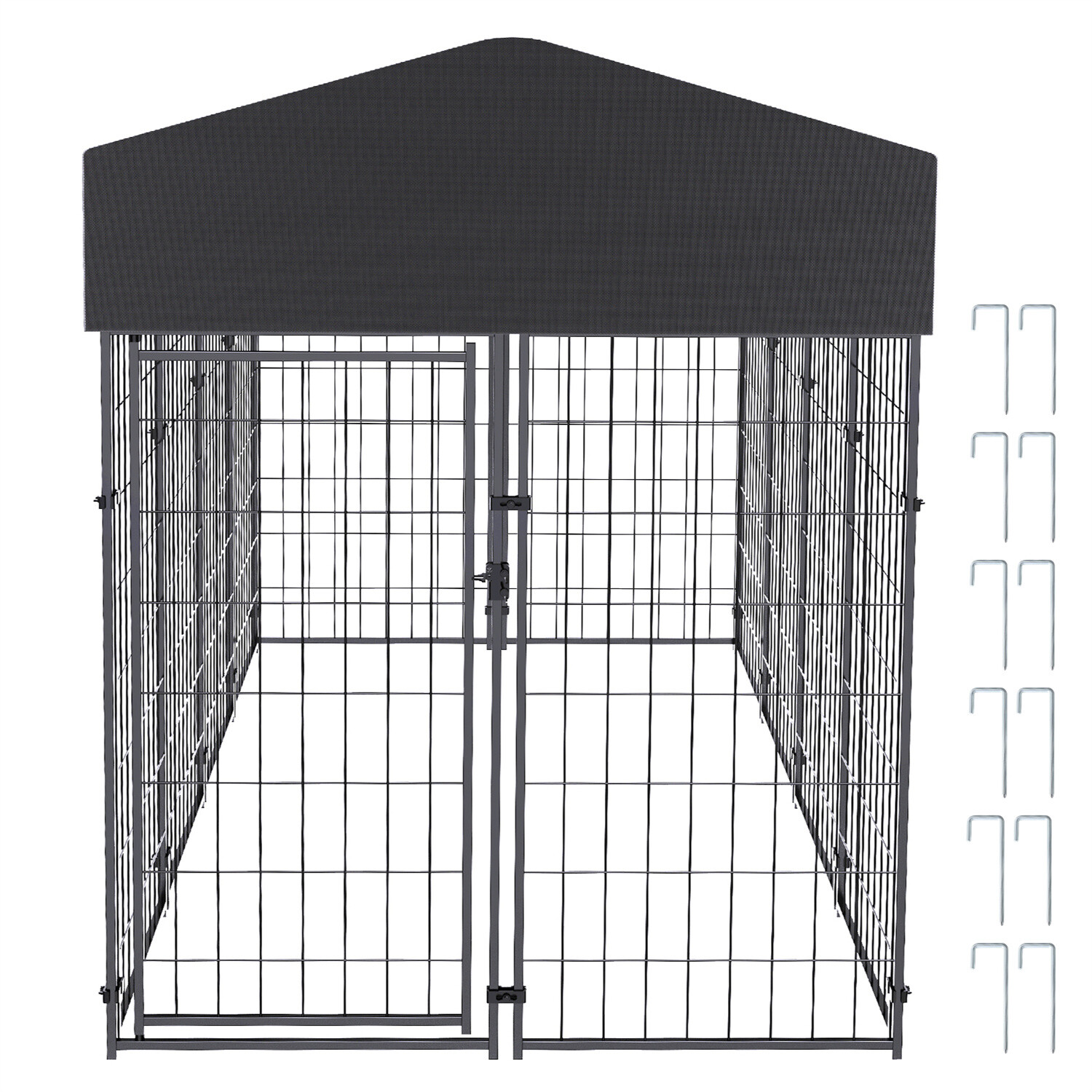 Dog Kennel Outdoor Heavy Duty Dog House with Water Resistant Cover Steel Fence