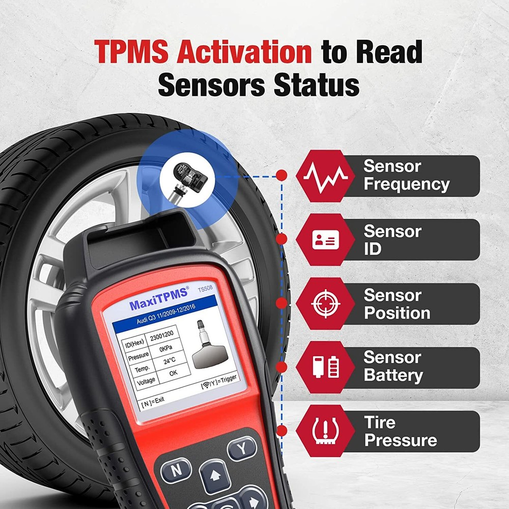 Autel MaxiTPMS TS508WF TPMS Programming Scanner Tool+ 4PCS TPMS MX-Sensor Metal