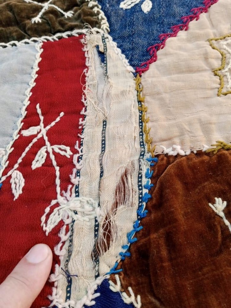 antique beautiful crazy handmade patchwork quilts it177