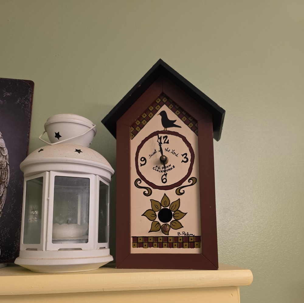 hand painted birdhouse clock