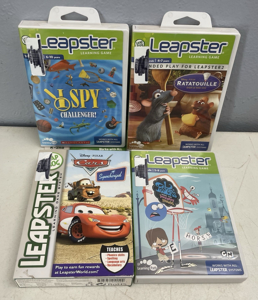 Leap Frog Leapster Learning Games Complete in Case Scholastic 4 Assorted