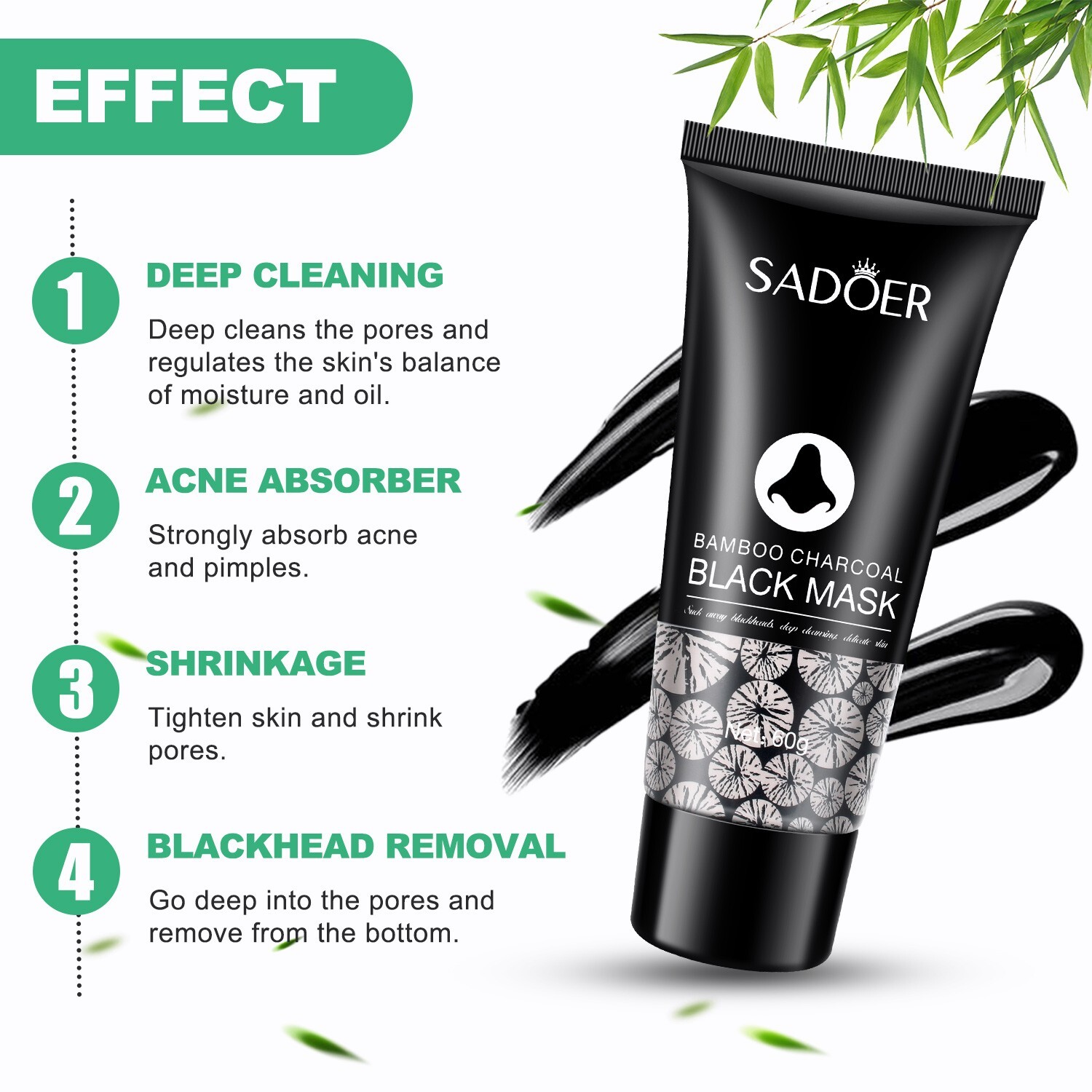 Acne Peel-off Mask - Charcoal Facial Cleanser for Blackhead Removal & Clear Skin