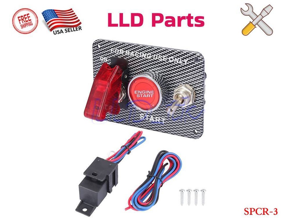 Carbon Ignition Switch Panel Engine Start Push Button LED 12V Toggle Racing Car