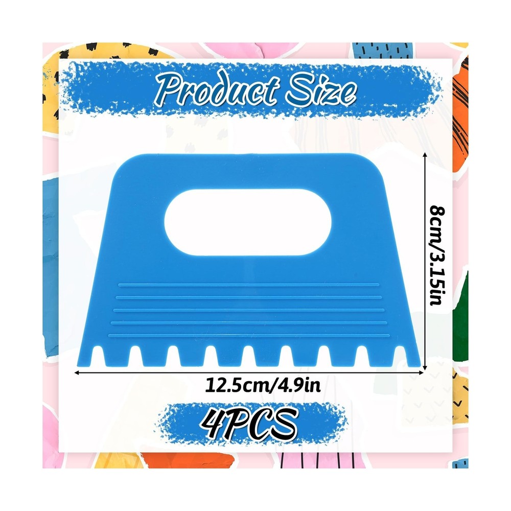 4 Pcs Paint Texture Tools Plastic Scraper Set for Plaster Art Canvas