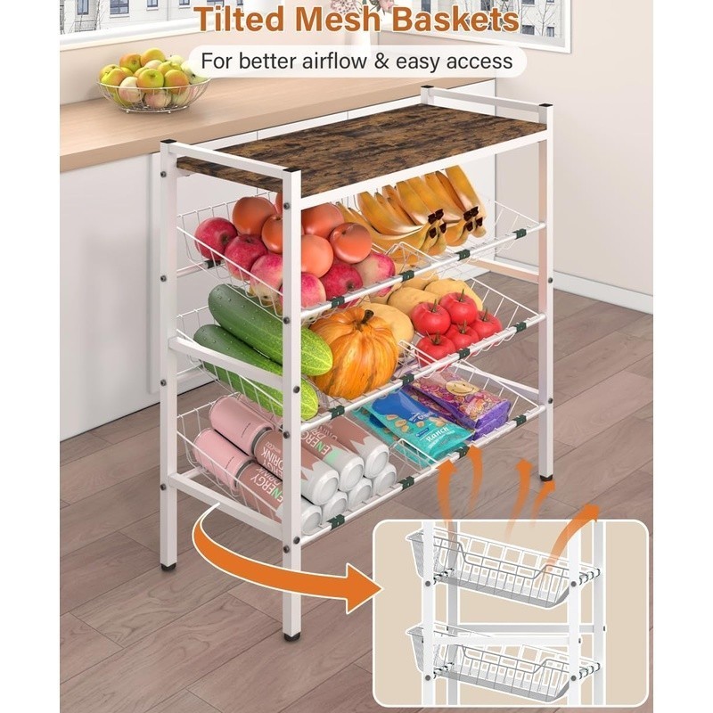 Kitchen Storage Rack Multi-Functional Snack Display Sturdy Removable Baskets New