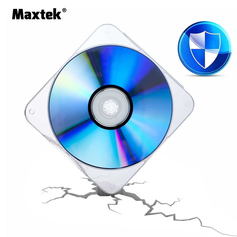 Maxtek 25 Pack Ultra Slim Clear Transparent Square Shaped Single Disc,