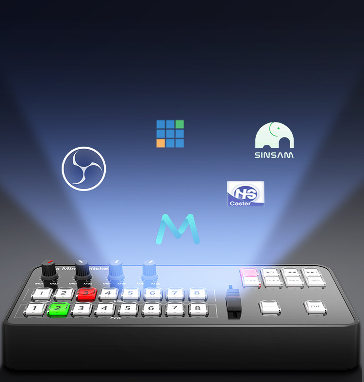 TYST Vmix Mini Panel Switcher Control MIDI2.0 8-Channel Video USB Tally Output
