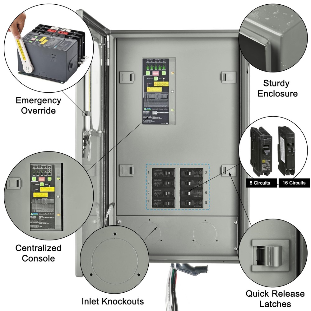 Nature's Generator Pre-Wired 120V/240V 30A 8 Circuits Automatic Transfer Switch