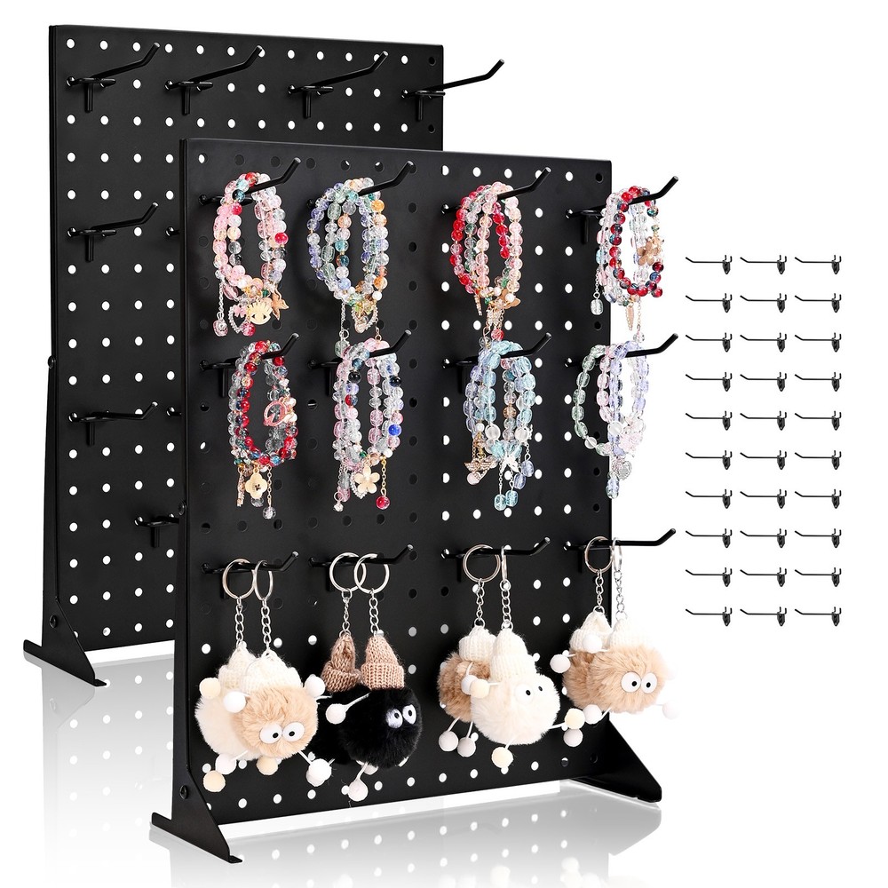 VEVOR Pegboard Display Stand with 30 Hooks Pegboard Panels Display Black (2 PCS)