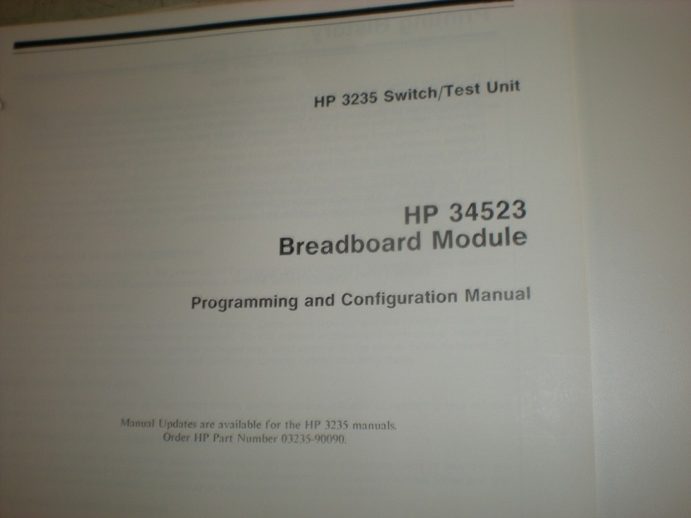 Hewlett Packard Programming & Configuration Manual for HP 3235 Switch/Test - #2