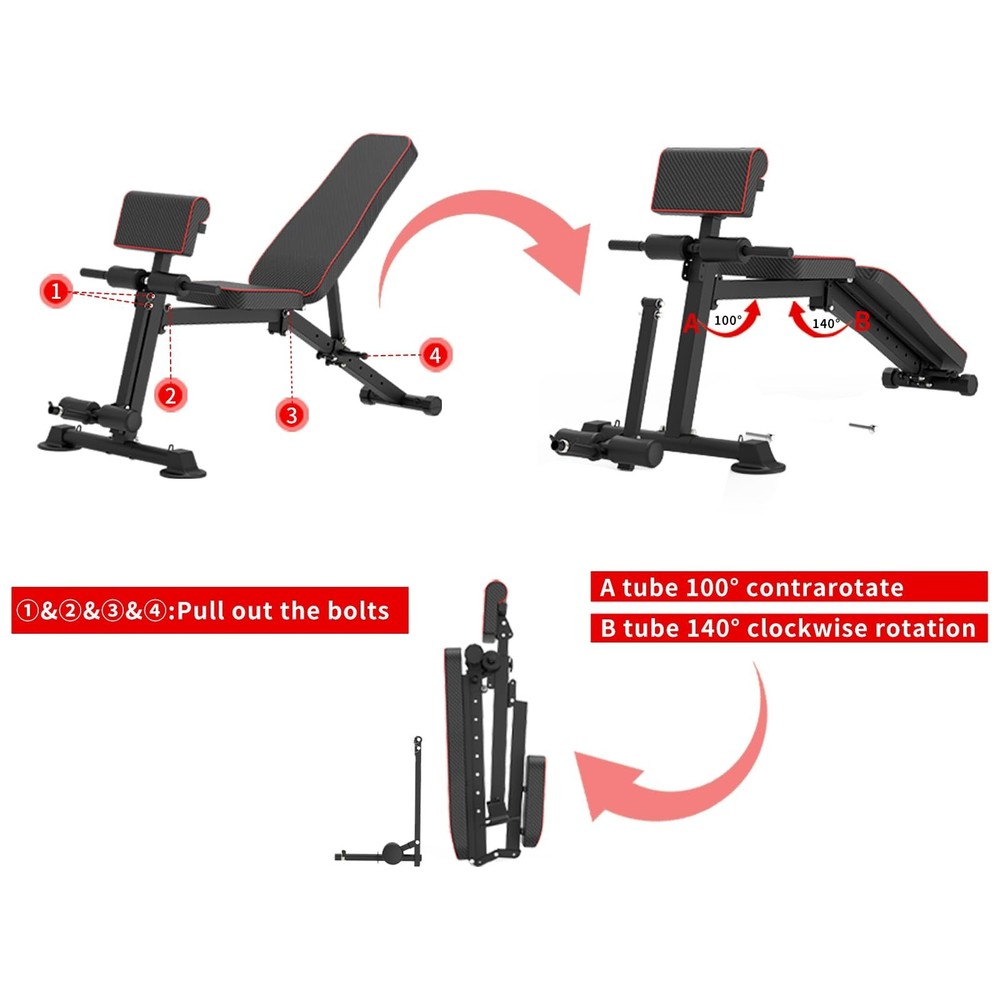 Z ZHICHI Adjustable Weight Bench multi-function Workout Bench for Home Gym,Fo...