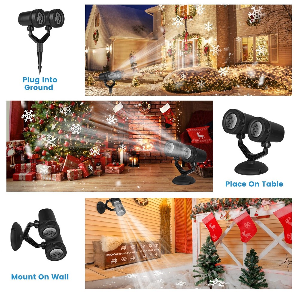 Christmas Light Snowflake Projector Light Dual-Head LED Stake Light Yard Light
