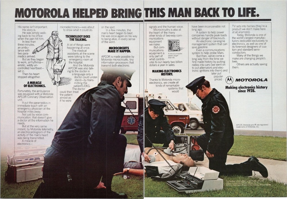 Motorola Vintage Print Ad Paramedics Microelectronics 1979