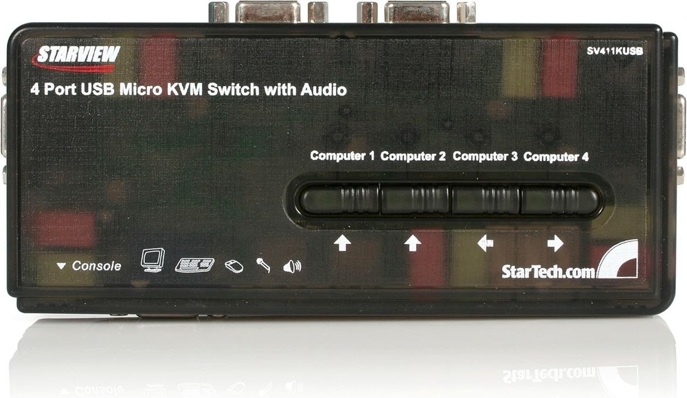 ✨StarTech.com 4 Port USB KVM Switch Kit with Cables and Audio Black