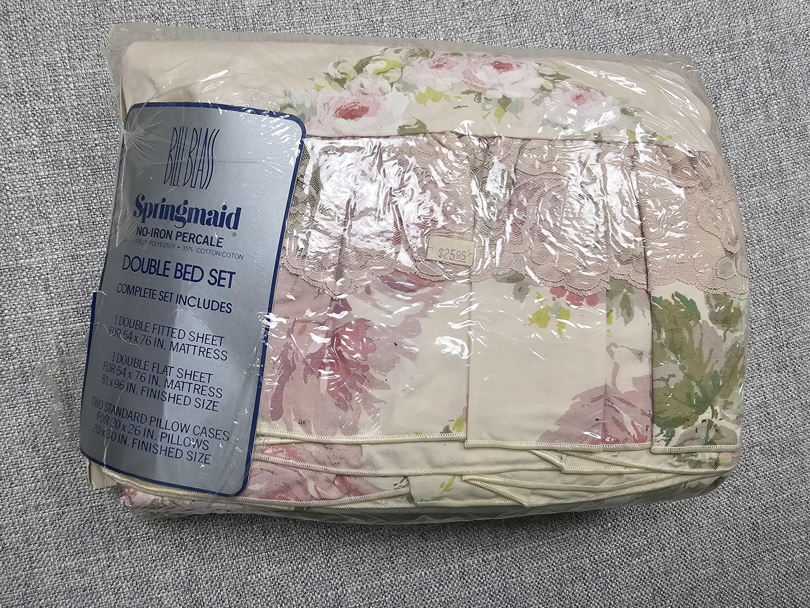 Vintage Bill Blass Springmaid Double Bed Set Floral Windemere No-Iron USA New