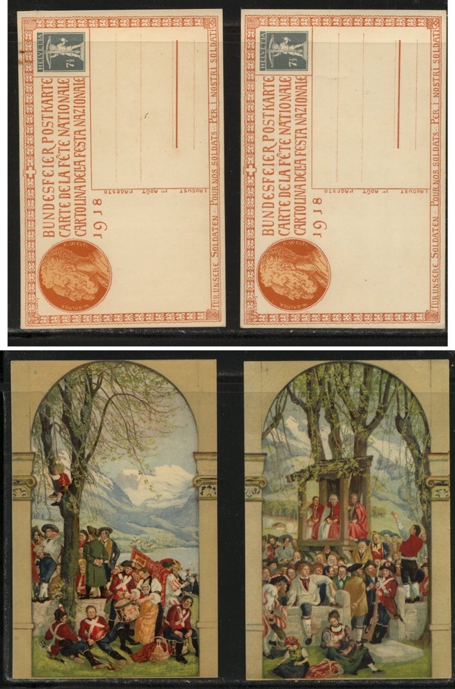 Switzerland  2  nice color  post  cards   1918           MS0131