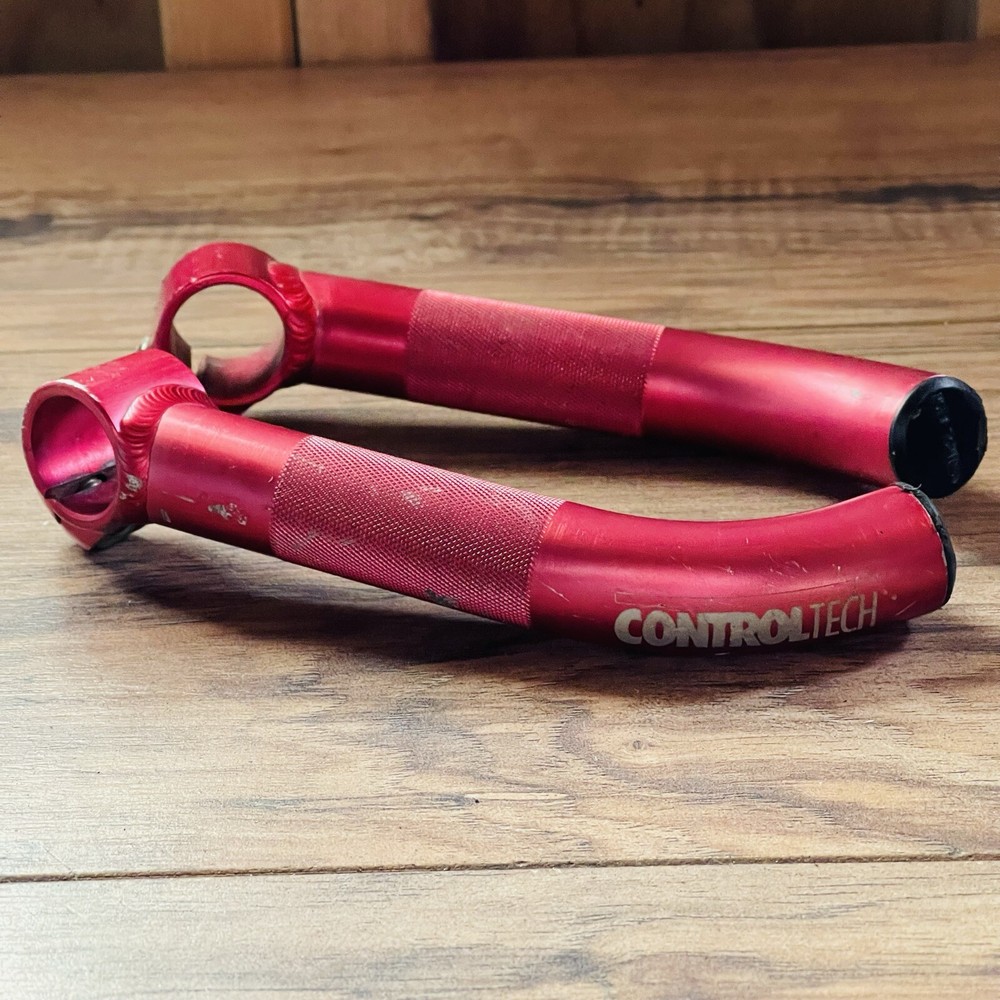 Control Tech Red Anodized MTB Bar Ends Curved Short Reach