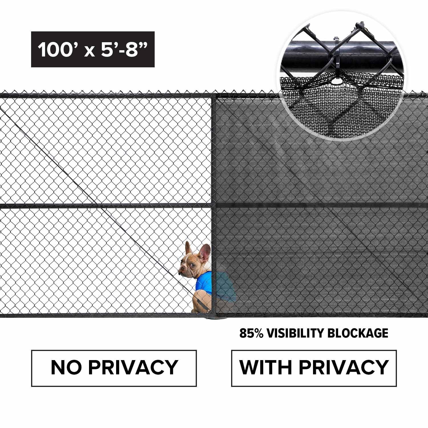 6ft x 100ft Black Fence Privacy Screen Raw - 85% Blockage Windscreen for Temp...